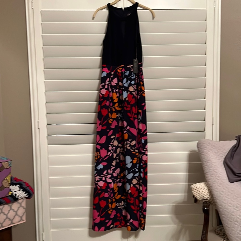NWT Vince Camuto maxi dress.  Vibrant floral skit with solid top